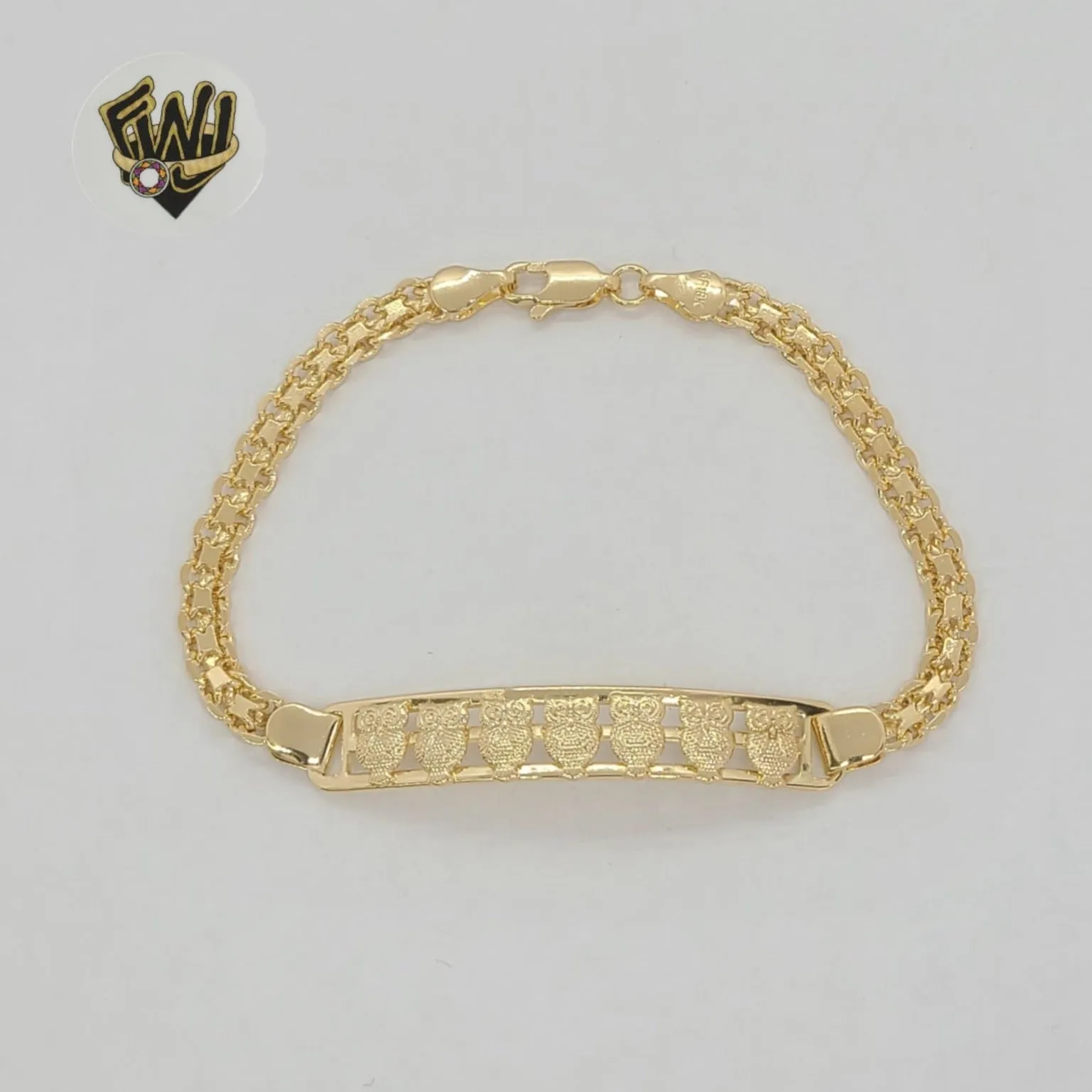 (1-0529) Gold Laminate - 5mm Bismark Link Owl Bracelet - 8 - BGF