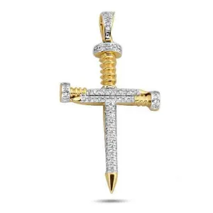 10KY 0.30CTW DIAMOND NAILS CROSS PENDANT