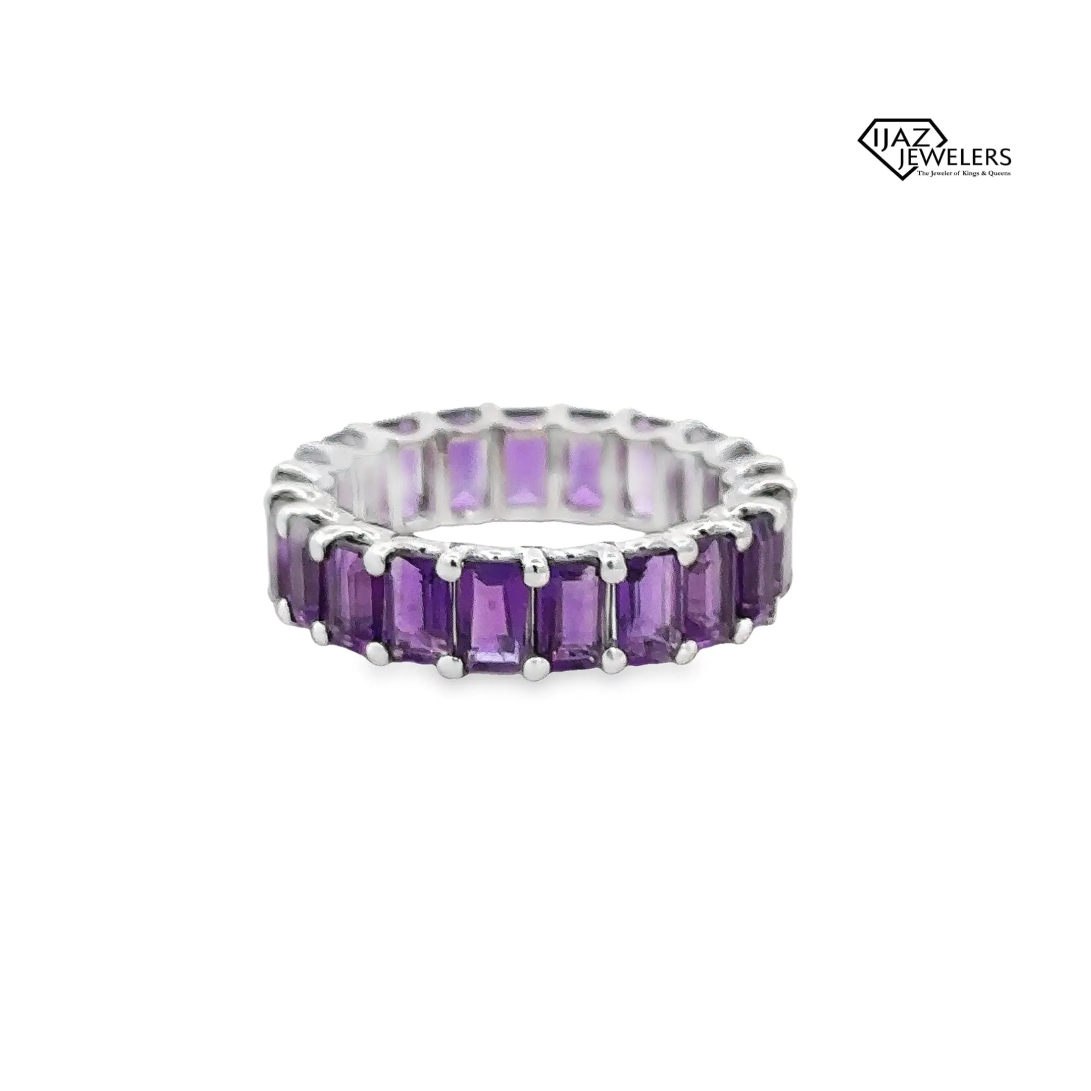 14K White Gold Amethyst Infinity Band
