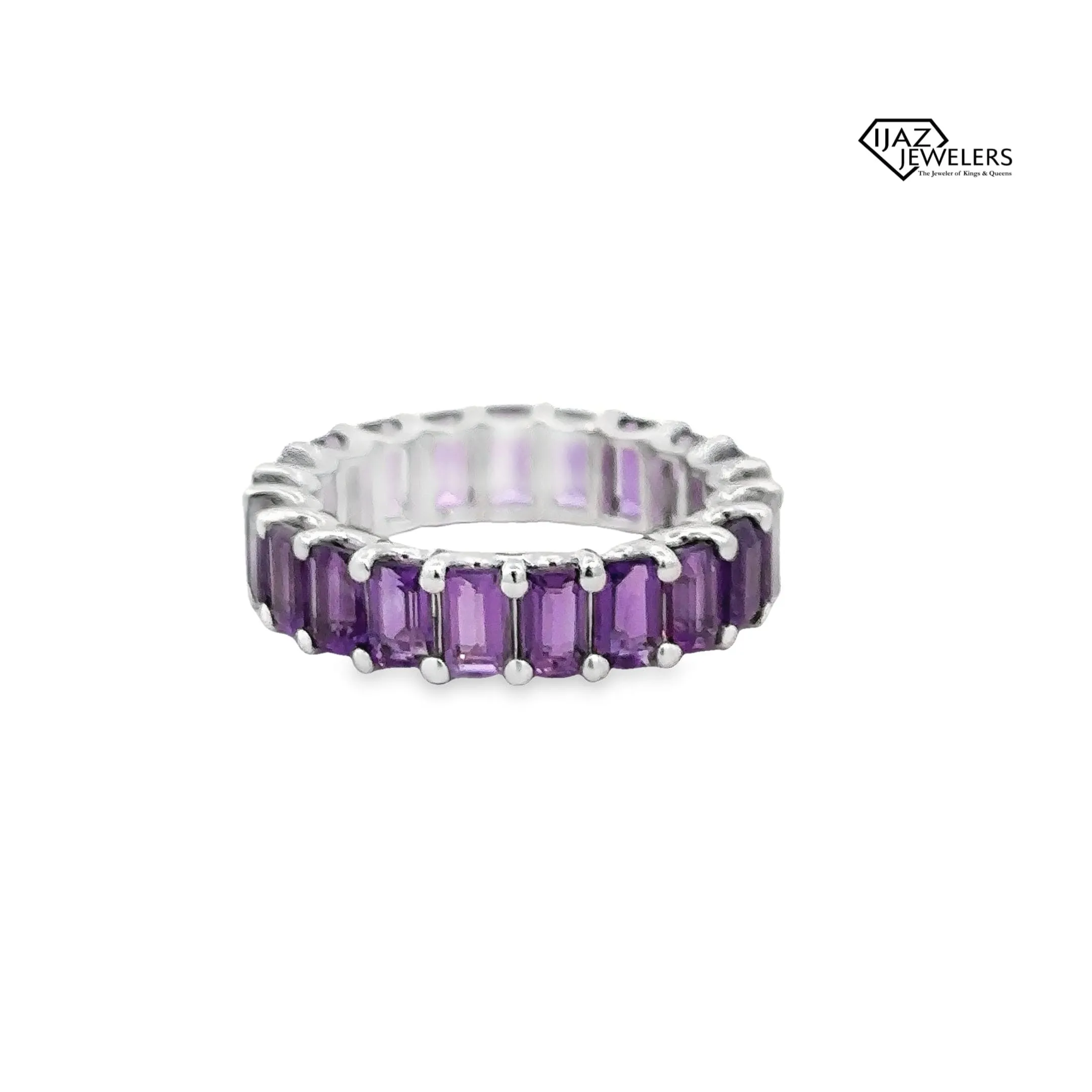 14K White Gold Amethyst Infinity Band