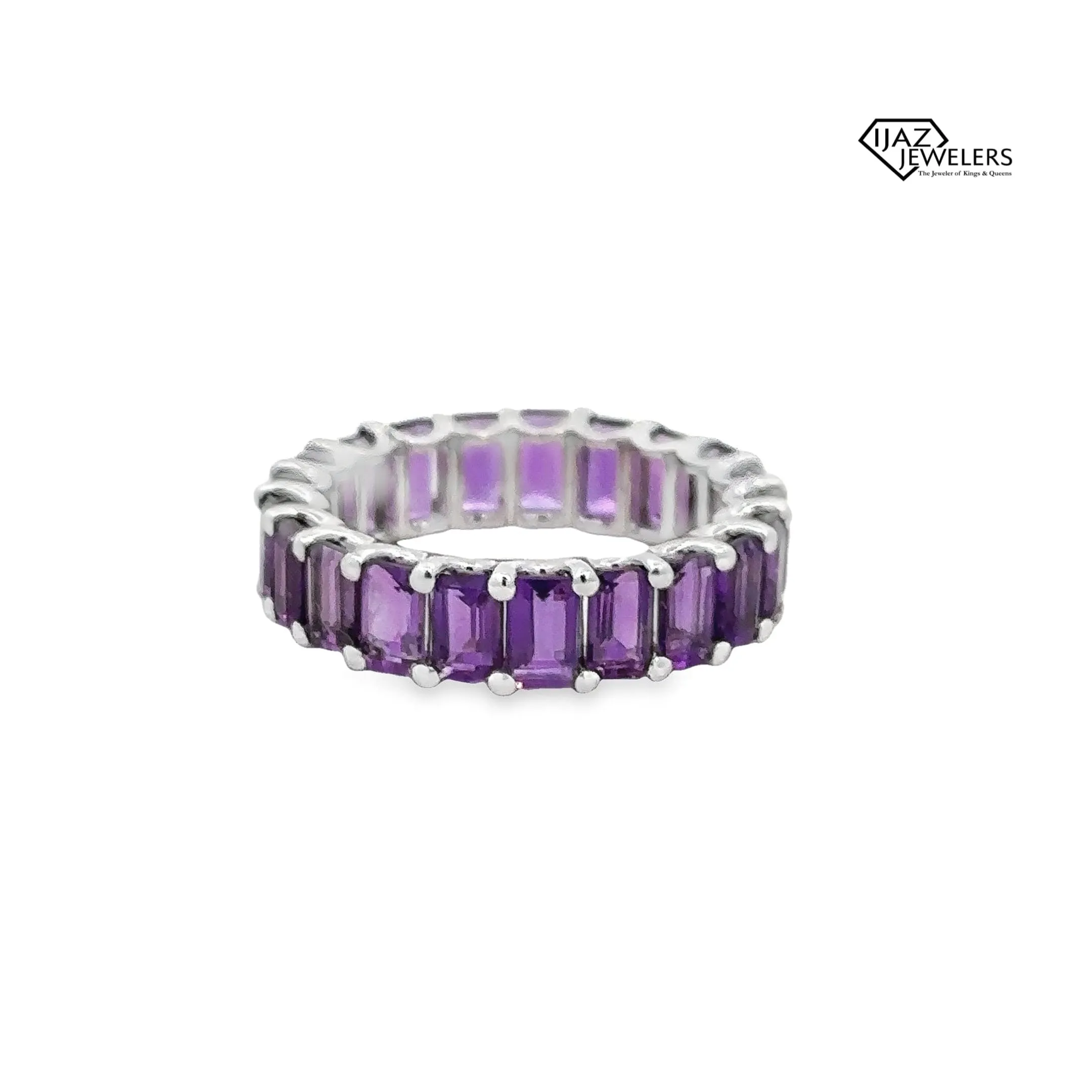 14K White Gold Amethyst Infinity Band