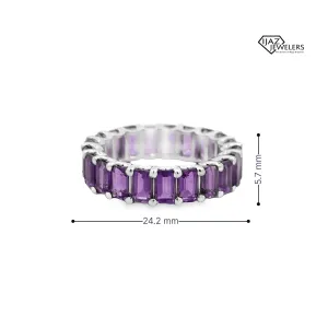14K White Gold Amethyst Infinity Band