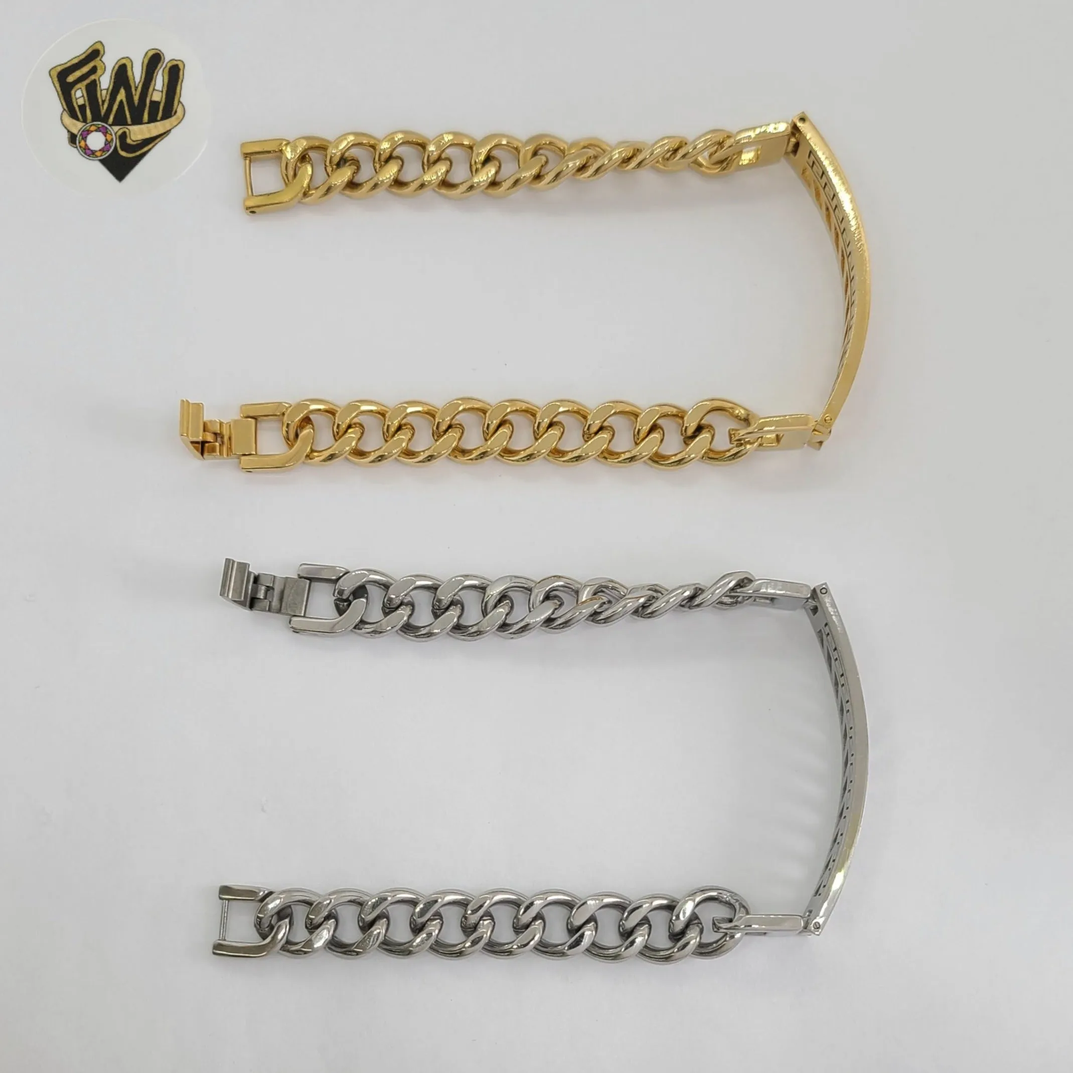 (4-4230-1) Stainless Steel - 10mm Curb Link Plate Bracelet - 8