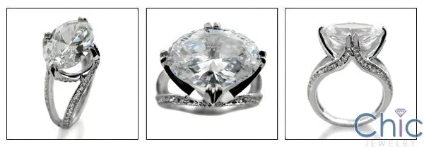 5.5 Oval CZ Split Style Mounting 14K White Gold Engagement Ring