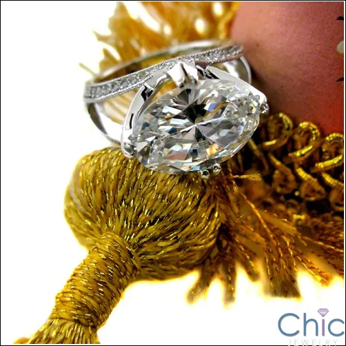 5.5 Oval CZ Split Style Mounting 14K White Gold Engagement Ring