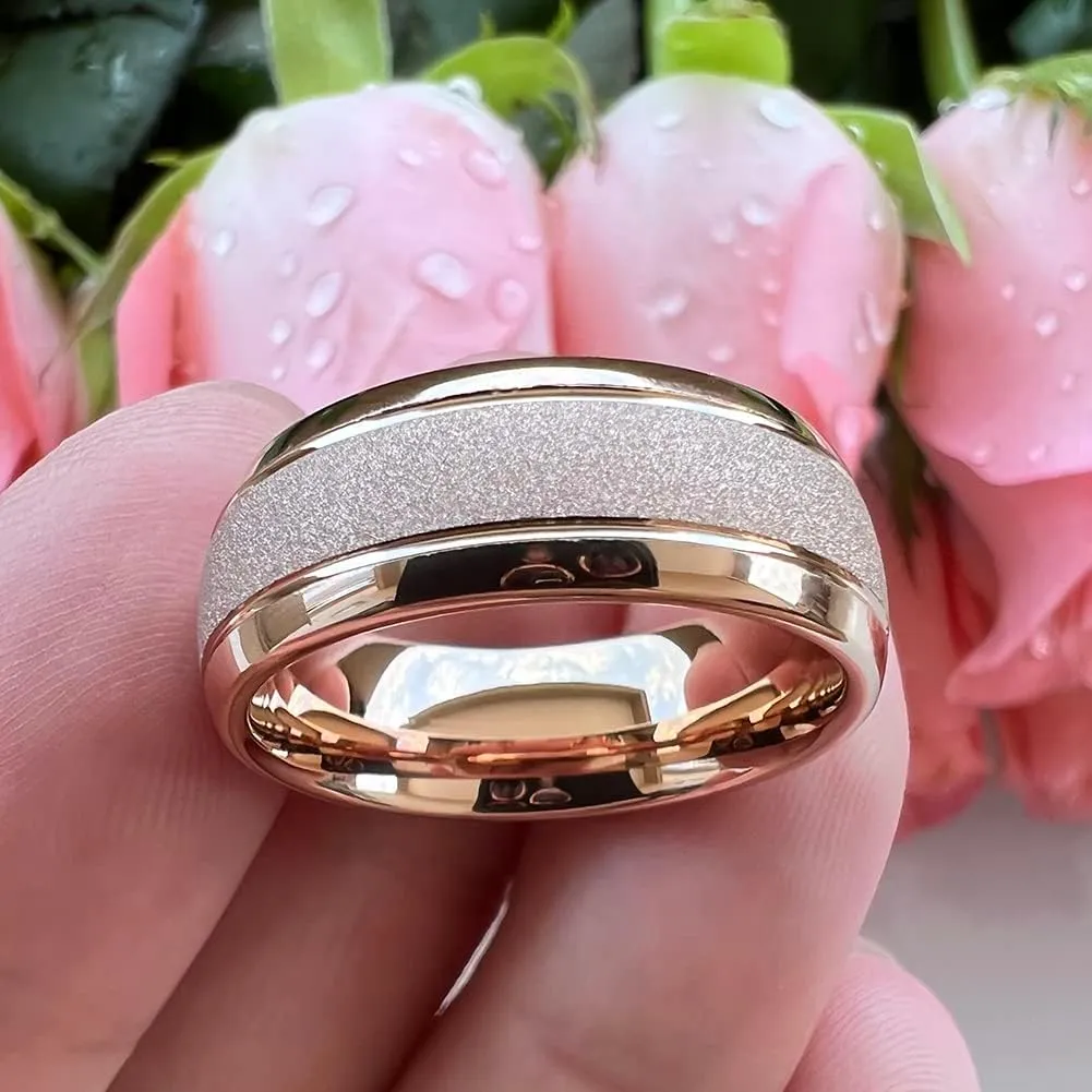 6mm 8mm Black/Gold/Rose Gold/White Tungsten Rings for Men Women Fashion Engagement Wedding Bands Sandblasted Finish I Love You Engraved Comfort Fit