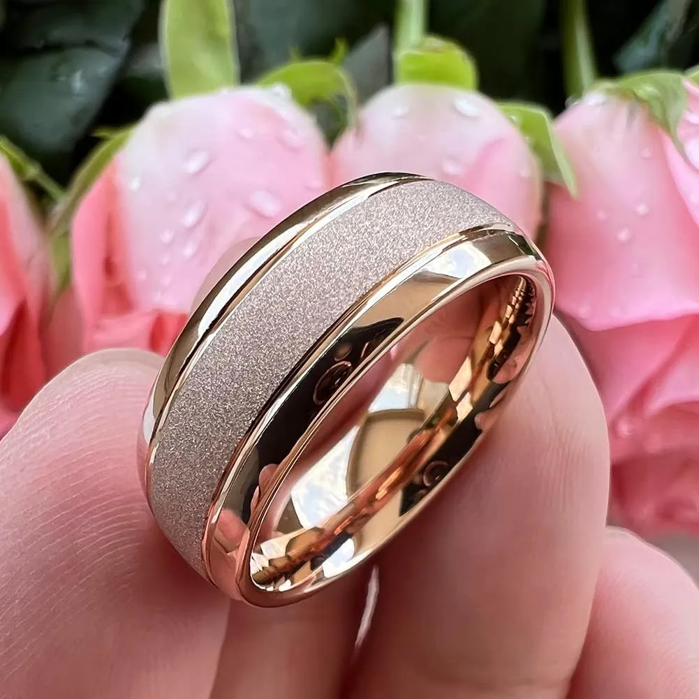 6mm 8mm Black/Gold/Rose Gold/White Tungsten Rings for Men Women Fashion Engagement Wedding Bands Sandblasted Finish I Love You Engraved Comfort Fit