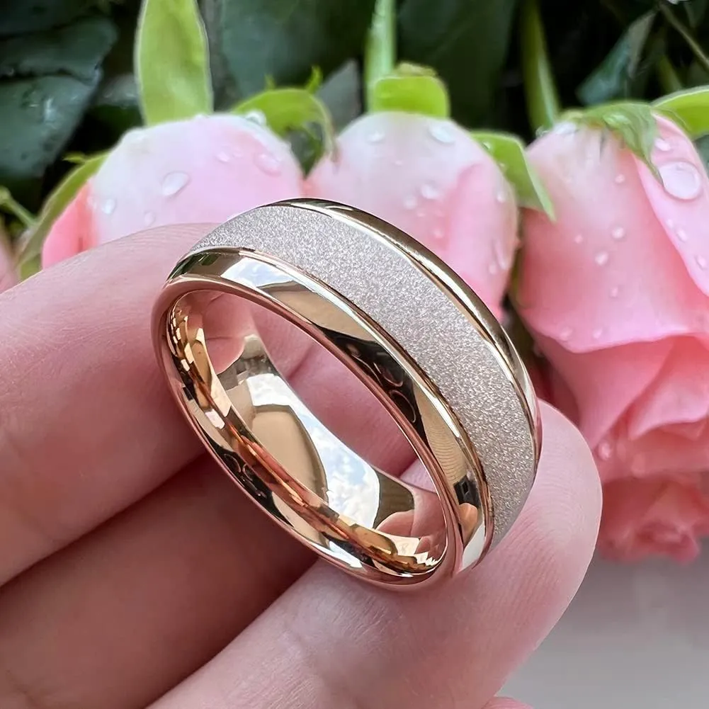 6mm 8mm Black/Gold/Rose Gold/White Tungsten Rings for Men Women Fashion Engagement Wedding Bands Sandblasted Finish I Love You Engraved Comfort Fit