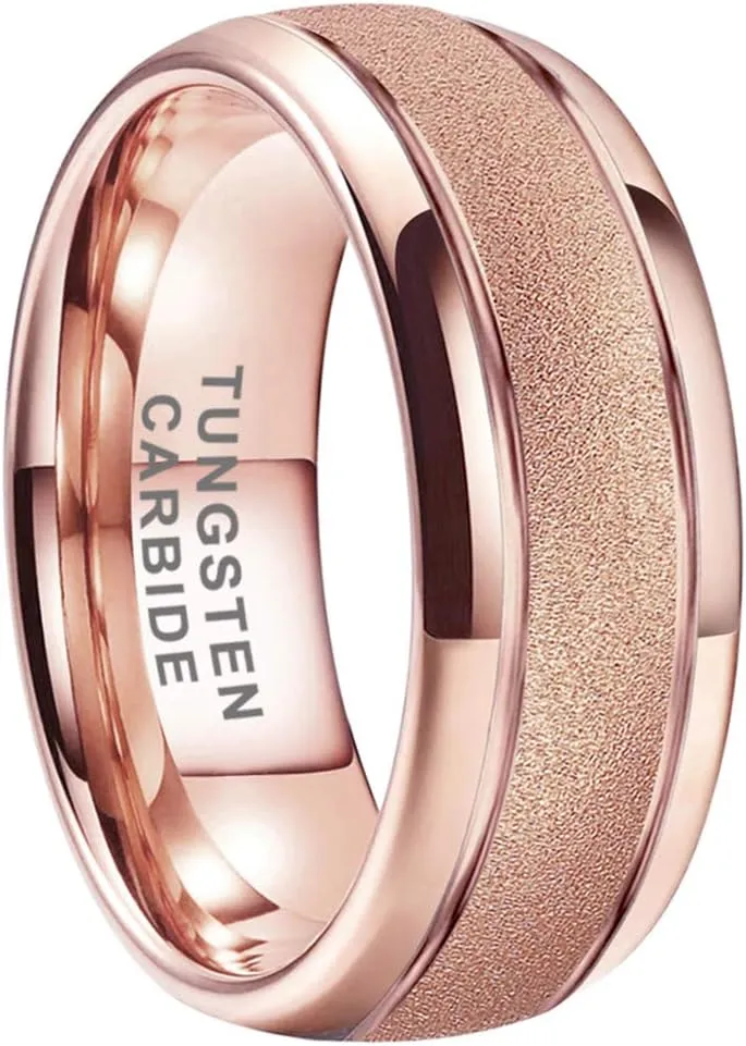 6mm 8mm Black/Gold/Rose Gold/White Tungsten Rings for Men Women Fashion Engagement Wedding Bands Sandblasted Finish I Love You Engraved Comfort Fit