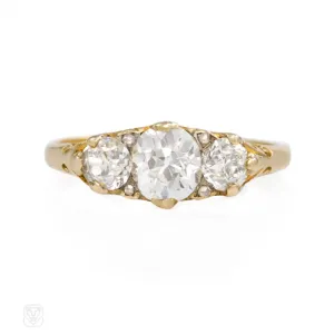 Antique half hoop three-stone diamond ring