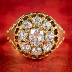 Antique Victorian Diamond Cluster Ring 1.60ct Of Diamond Circa 1880 Boxed