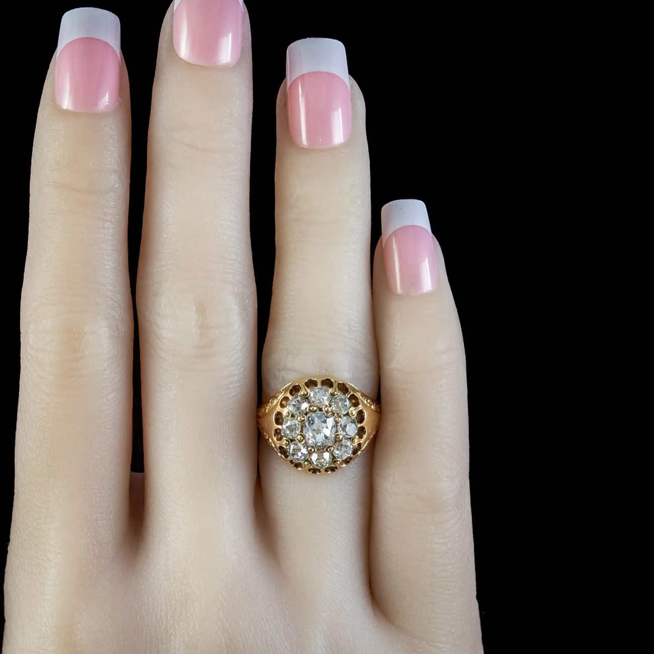 Antique Victorian Diamond Cluster Ring 1.60ct Of Diamond Circa 1880 Boxed