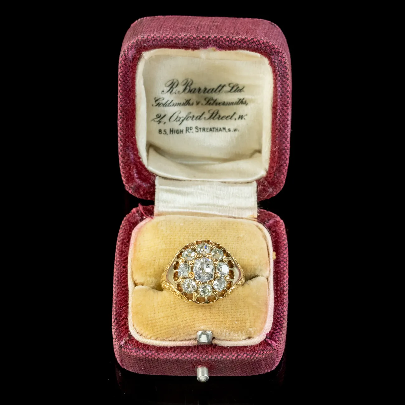 Antique Victorian Diamond Cluster Ring 1.60ct Of Diamond Circa 1880 Boxed