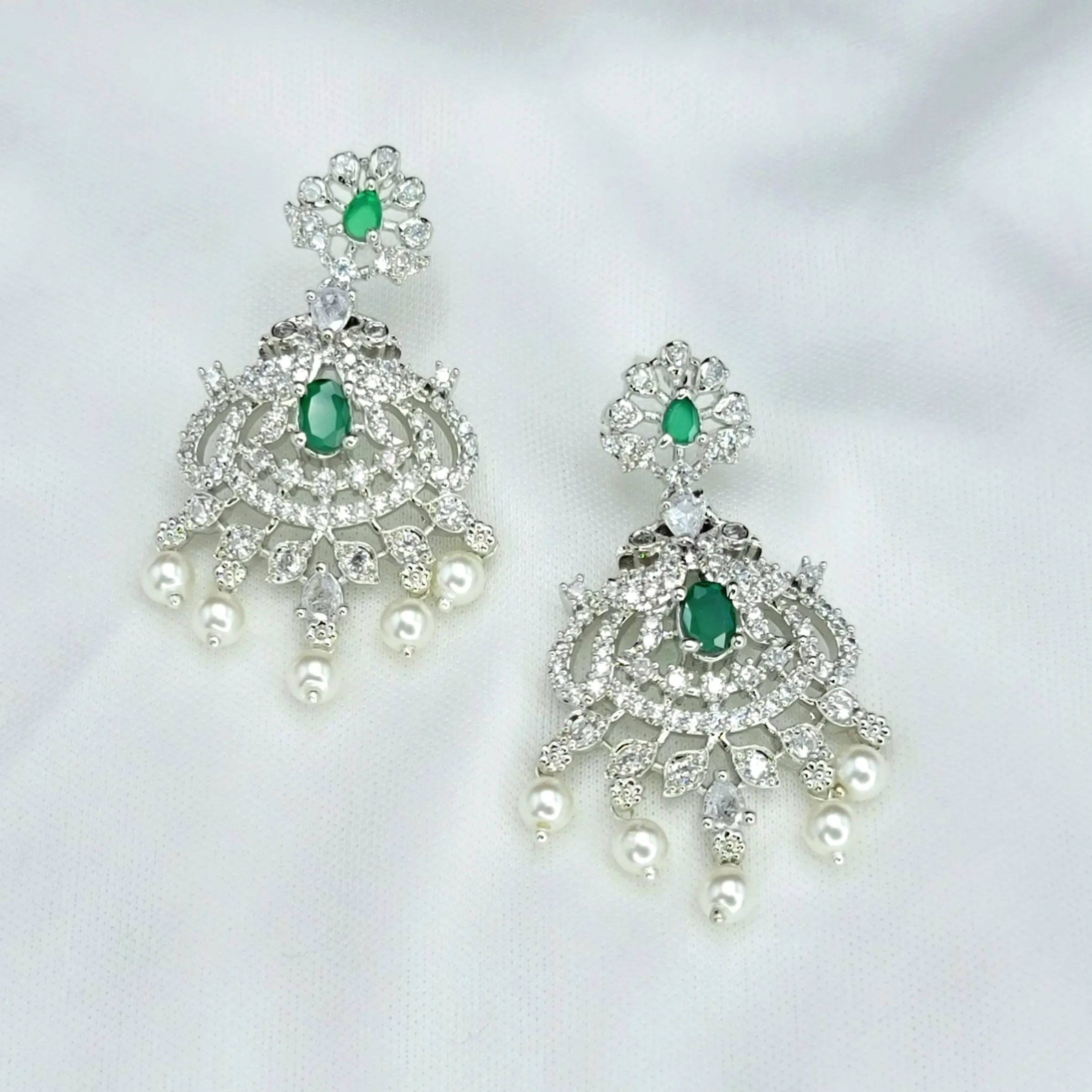 Diamond Alike AD Zircon (CZ) White Rhodium Polish Necklace