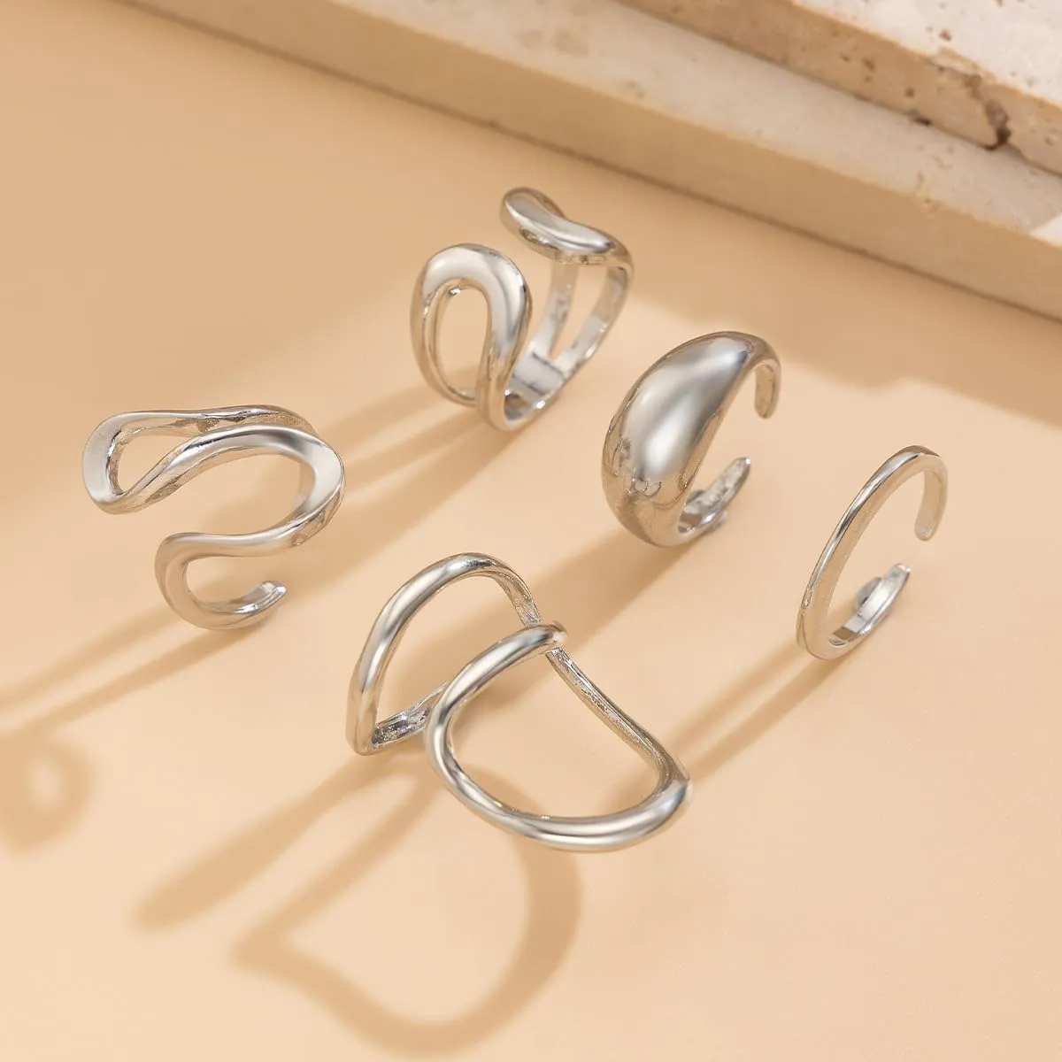 INENIMARTJ Chunky Gold Rings for Women Non Tarnish,14K Gold Plated Stacking Knuckle Rings Sets Vintage Stackable Finger Midi Ring Prom Jewelry Accessories