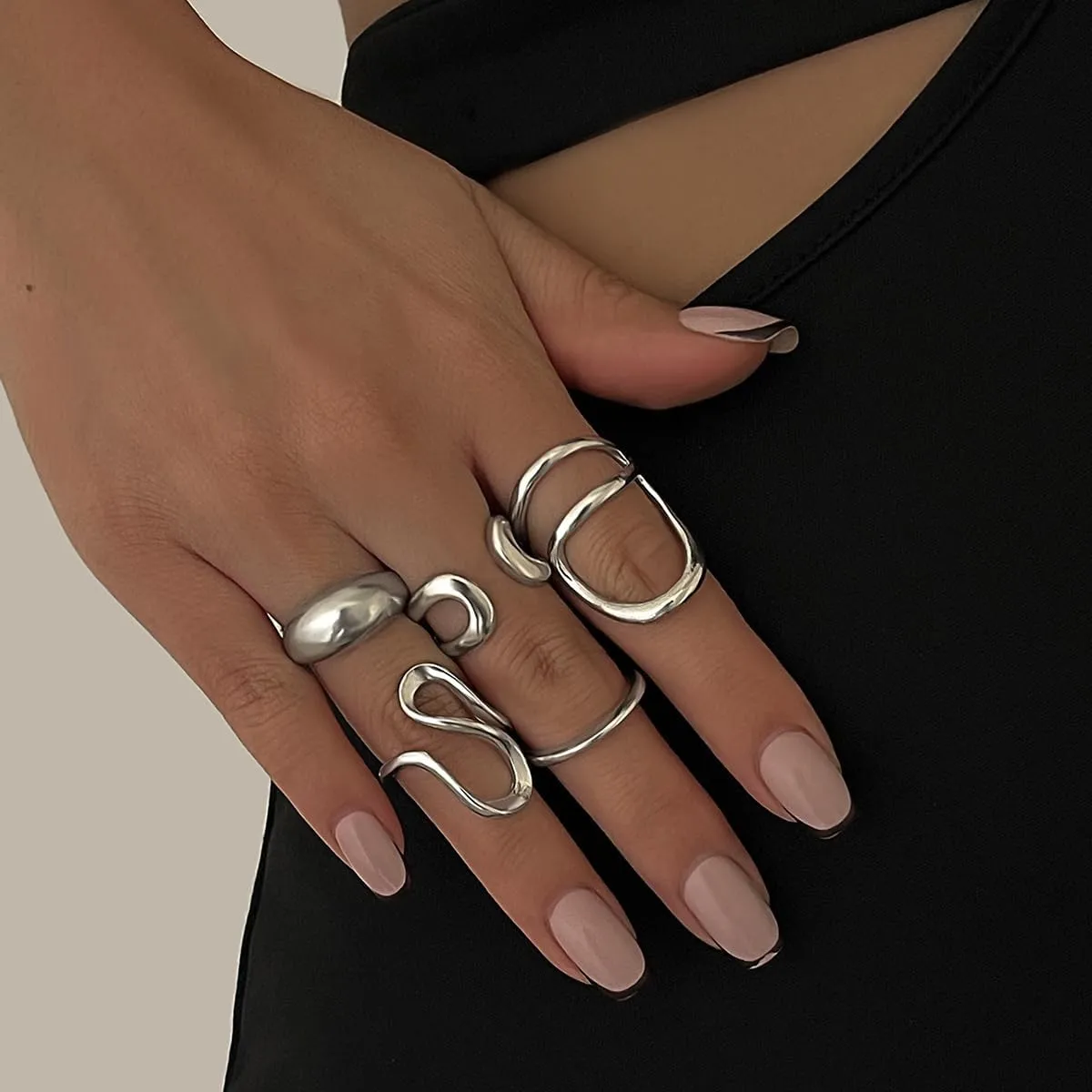 INENIMARTJ Chunky Gold Rings for Women Non Tarnish,14K Gold Plated Stacking Knuckle Rings Sets Vintage Stackable Finger Midi Ring Prom Jewelry Accessories