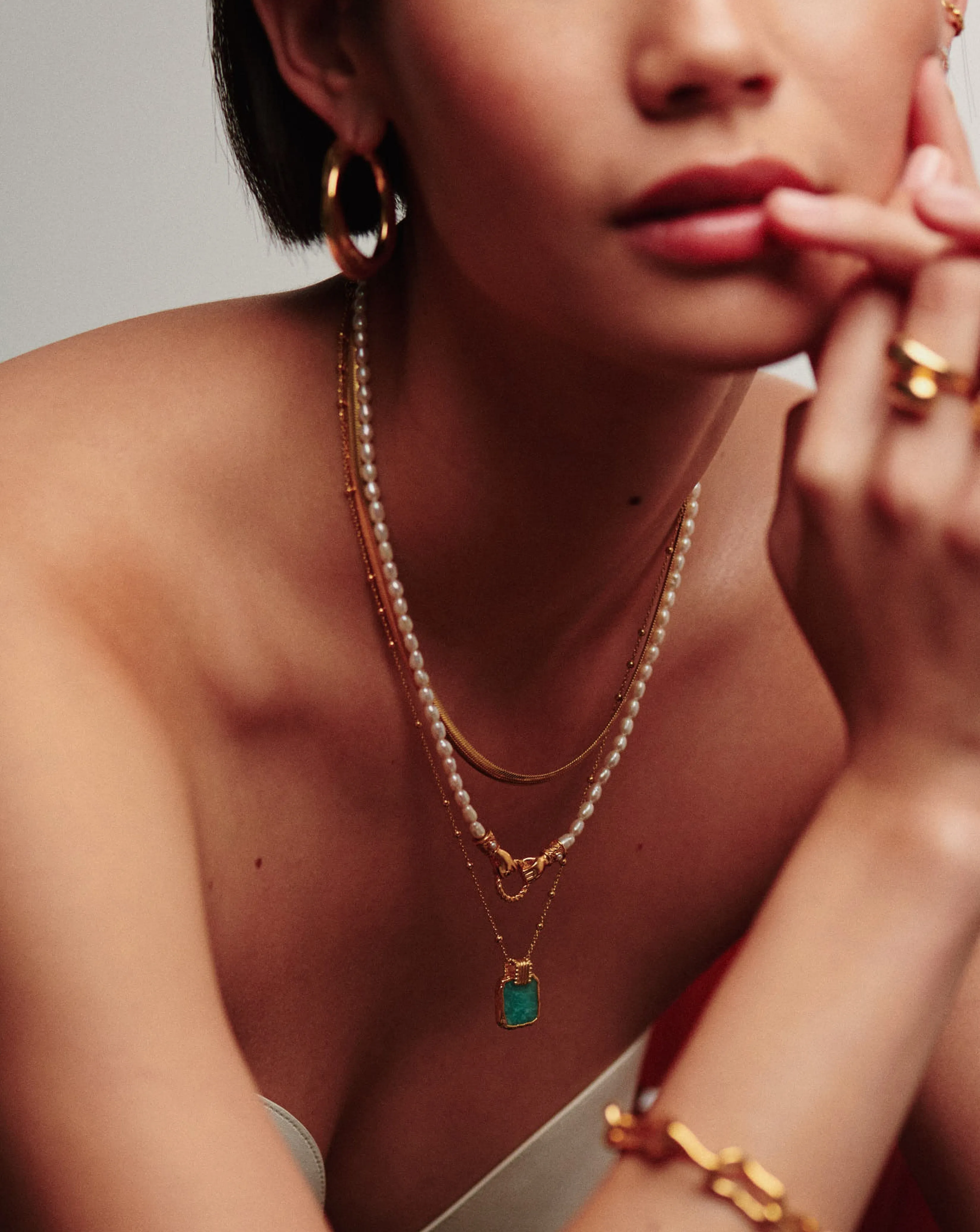 Lena Charm Necklace | 18ct Gold Plated Vermeil/Amazonite