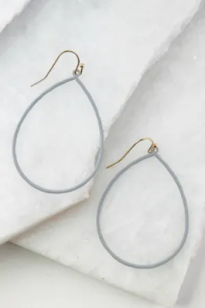 Matte Grey Coated Tear Drop Hook Earrings