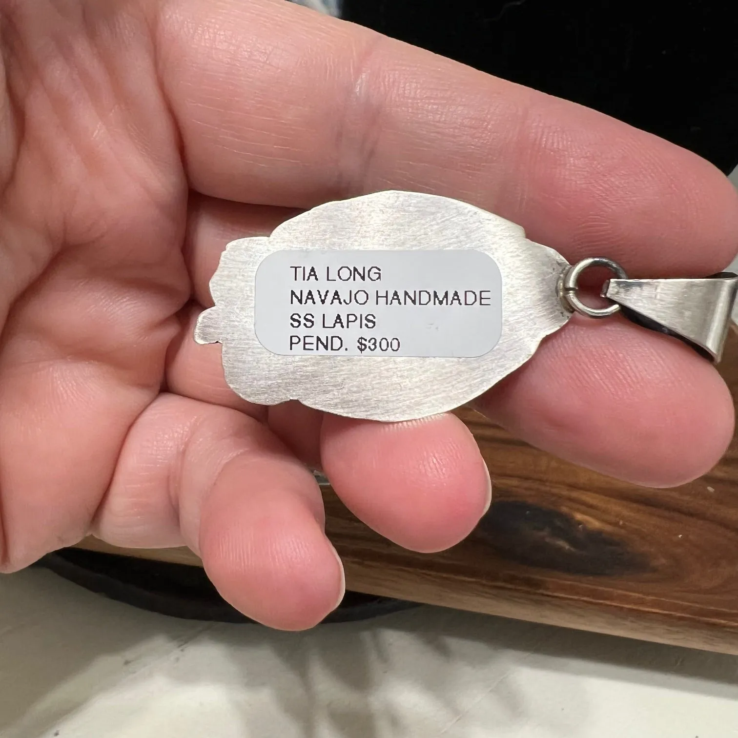 Navajo Handmade Genuine Lapis Pendant - Artist Tia Long