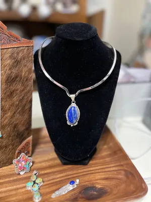 Navajo Handmade Genuine Lapis Pendant - Artist Tia Long
