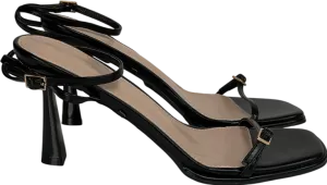 PrettyLittleThing Black Square Toe Edge High Heeled Sandals UK 6 EU 39 