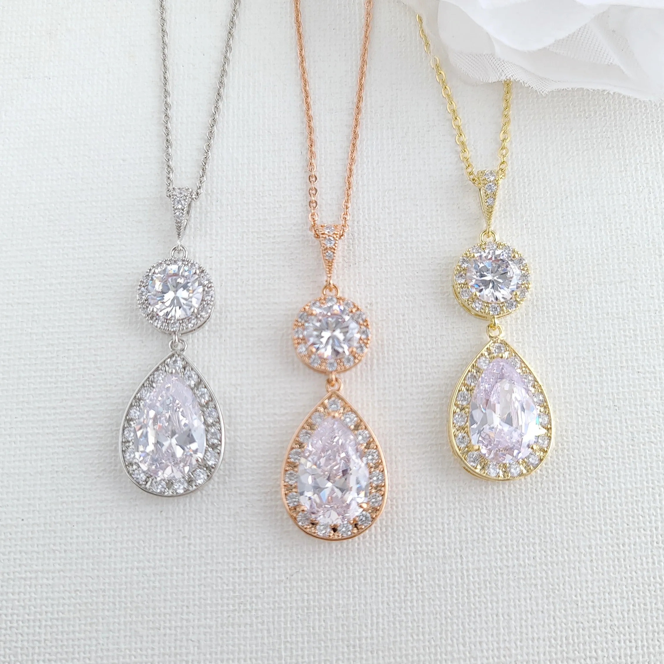 Silver and Cubic Zirconia Bride Jewelry Set- Evita
