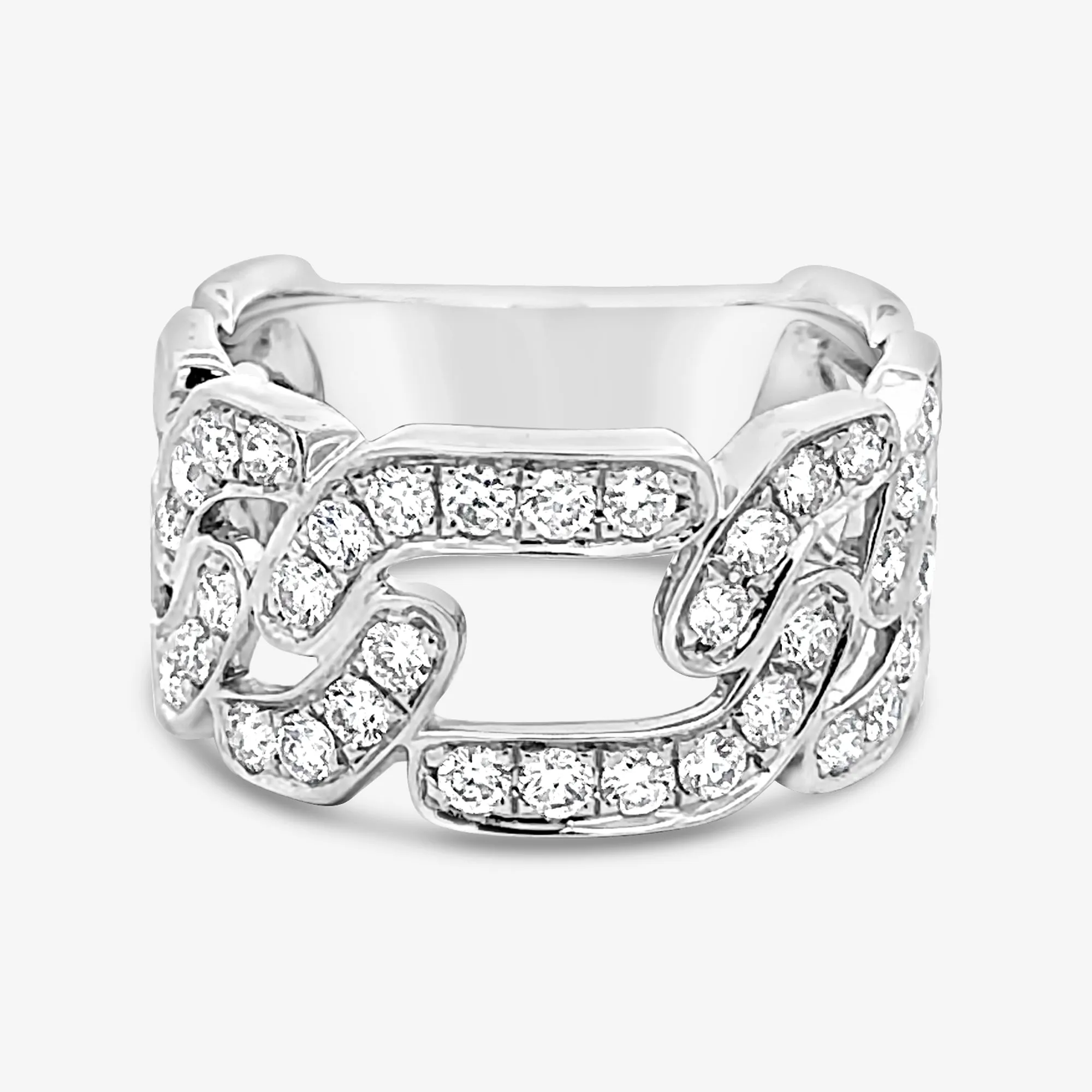 Wide Diamond Link Ring